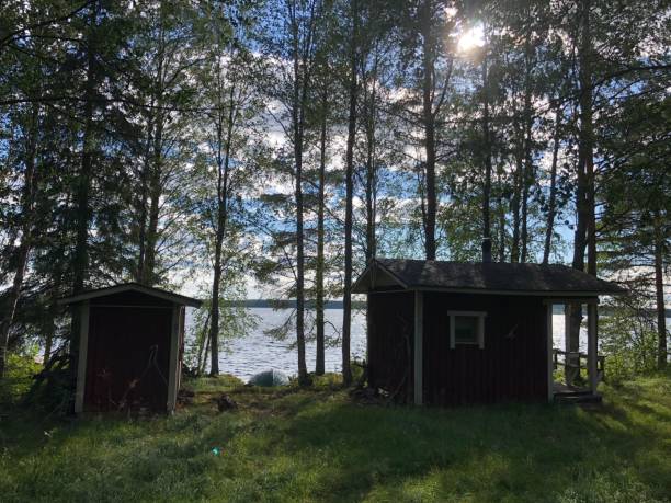 istock Finland Lake Sauna 2175512714