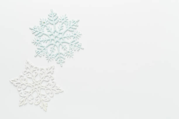 istock Beautiful snowflake on color background, top view 2175521200