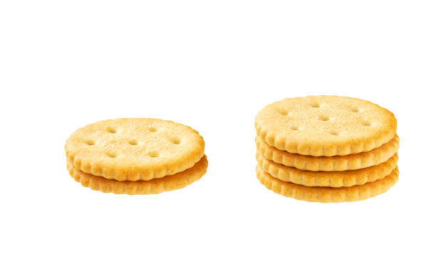 istock Stack of round crackers isolated on white background. Crackers placed on top of each other on a white background. 2175521738