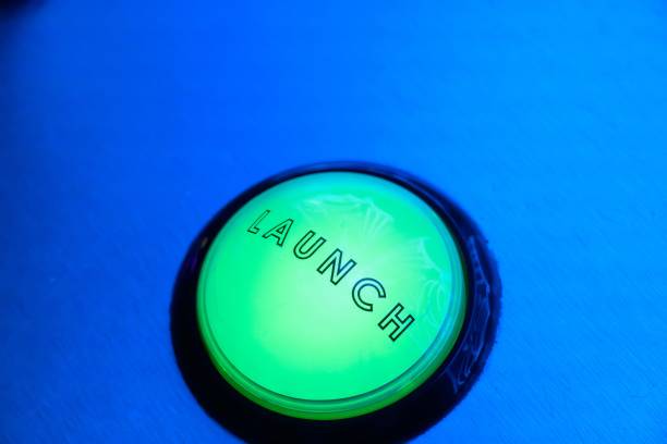 A bright green button with the word Launch on it in black letters with a blue background