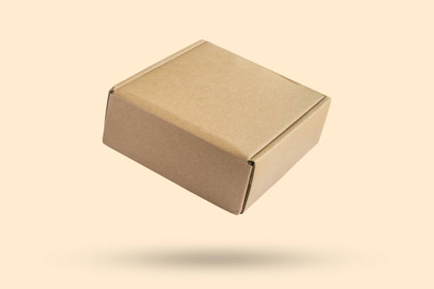 istock Mockup brown cardboard box isolated on brown background 2175540818