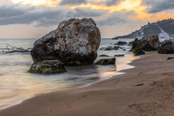 San Menaio, Foggia, Puglia, Italy:Sunrise on the beach of San Menaio