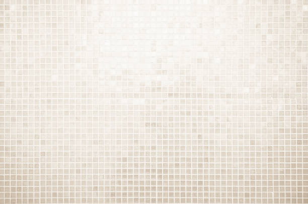 istock Cream light ceramic wall and floor tiles mosaic background in bathroom and kitchen. Design pattern geometric with grid wallpaper texture decoration pool. Simple seamless abstract surface clean. 2175541103