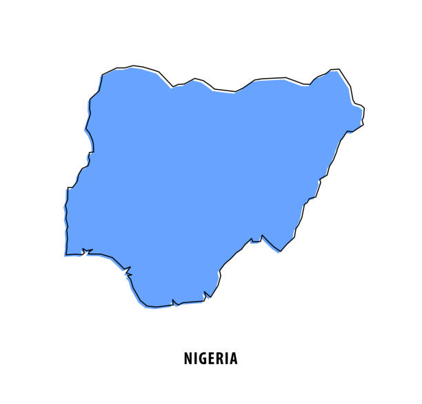 nigérie - modrý náčrt mapy. stylizovaná jednoduchá obrysová mapa, ikona. - kano stock ilustrace