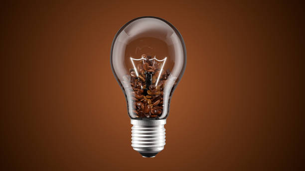 istock Light bulb stuffed with huge amounts of coffee beans. Great coffee with great idea concept. 3D render. 2175544311