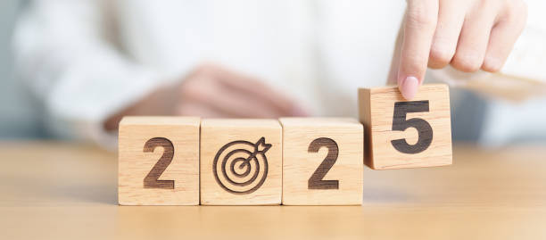 istock 2025 year block with dartboard icon. Goal, Target, Resolution, strategy, plan, Action, mission, motivation, and New Year start concepts 2175545540