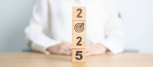 istock 2025 year block with dartboard icon. Goal, Target, Resolution, strategy, plan, Action, mission, motivation, and New Year start concepts 2175545581