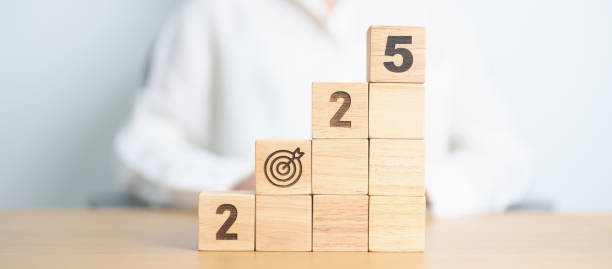 istock 2025 year block with dartboard icon. Goal, Target, Resolution, strategy, plan, Action, mission, motivation, and New Year start concepts 2175545608