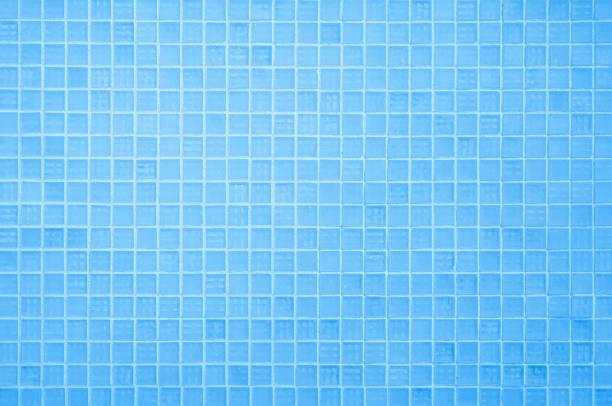 istock Blue light ceramic wall chequered and floor tiles mosaic background in bathroom. Design pattern geometric with grid wallpaper texture decoration pool. Simple seamless abstract surface clean. 2175554732