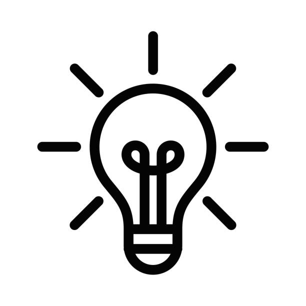 ilustraciones, imágenes clip art, dibujos animados e iconos de stock de ilustración vectorial de una bombilla, que representa ideas, creatividad o conceptos de innovación. trazo editable. - lámpara eléctrica