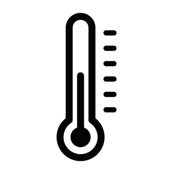 Vector icon of a thermometer, symbolizing temperature, weather, heat, or medical conditions like fever. Editable stroke. Vector icon of a thermometer, symbolizing temperature, weather, heat, or medical conditions like fever. Editable stroke temperature stock illustrations