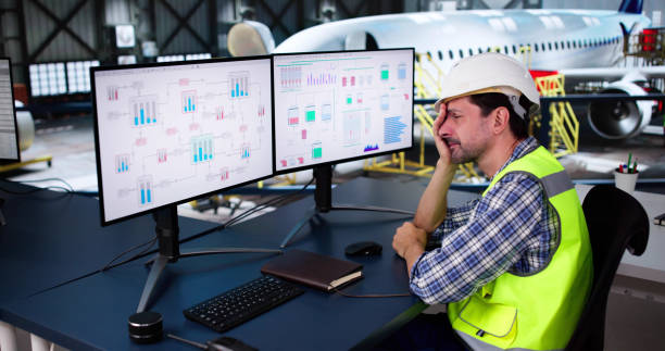 istock Sad Frustrated Service Man At Aircraft Hangar 2175557287