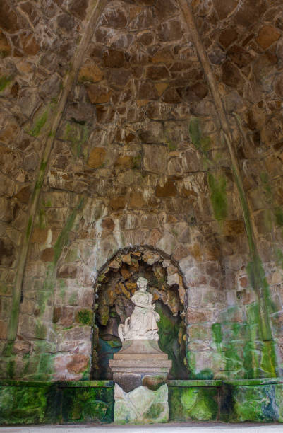 Sintra, Portugal, Aug 8th, 2024: Quinta da Regaleira, one of the principal tourist attractions of Sintra. Ledas Grotto