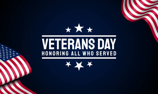 istock Veterans Day Background Design with waving American flag illustration. 2175567621