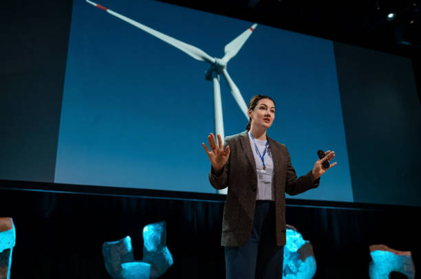 woman is talking about renewable energy