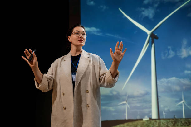 istock woman is talking about renewable energy 2175571881