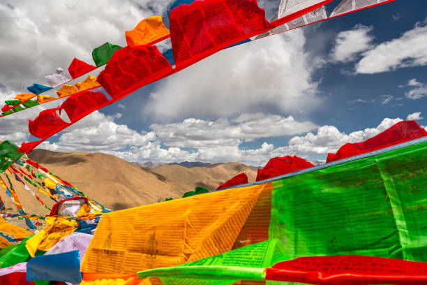 istock Colorful Tibetan prayer flags flutter atop India's Kardung La pass 2175572821