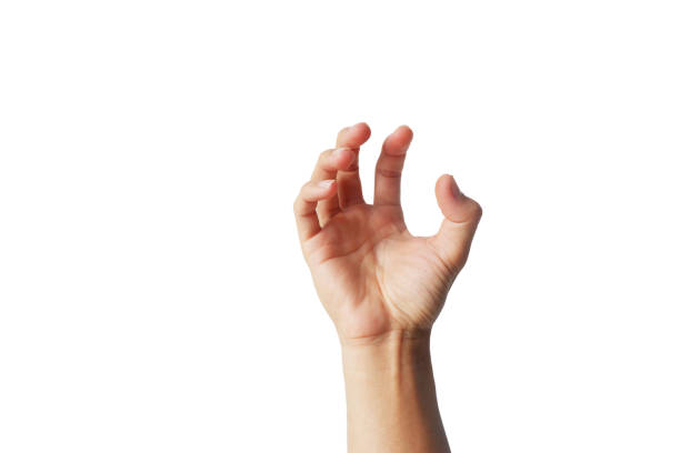 istock Asian man's hand showing up gesture on white background 2175573710