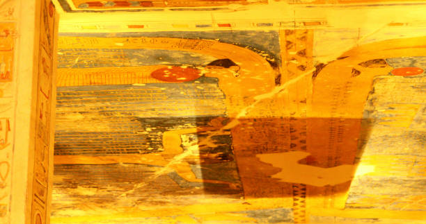 The beautiful interior walls of tomb TT33. An interesting insight of how the painted walls were prepared with charcoal.