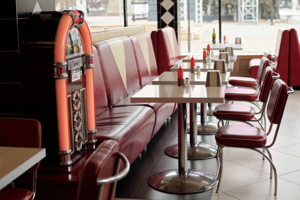 istock Dining Area in Retro Style Diner with Jukebox 2175576171