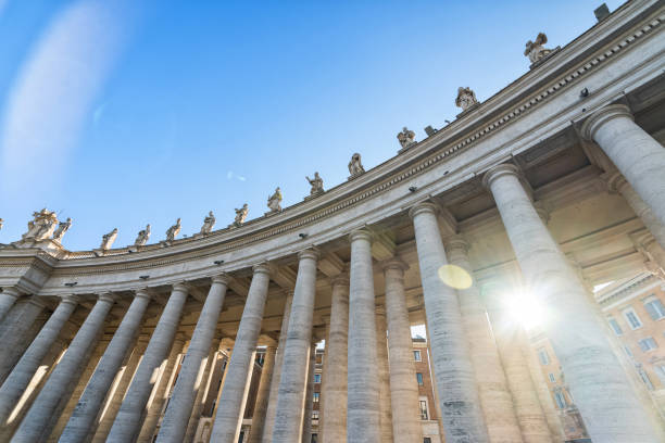 Bernini Colonnade at Saint Peter Square in Vatican. Traveling in Rome during the Jubilee Giubileo year 2025