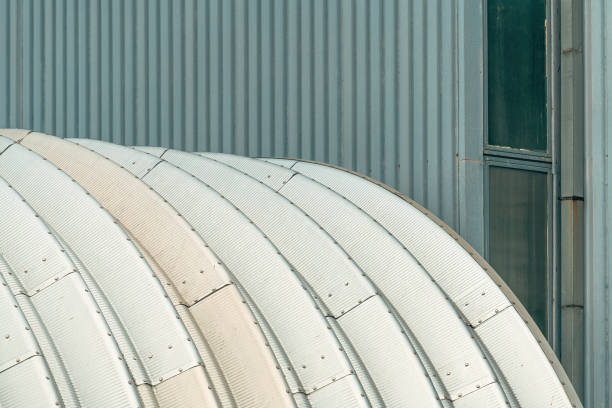 istock Curved metal warehouse building as abstract architectural background. 2175578092