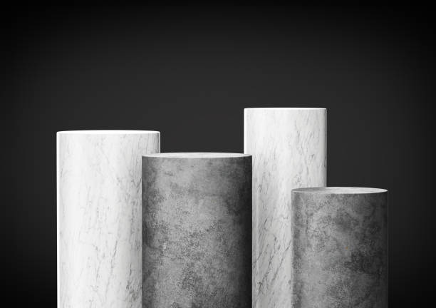 istock Four Cylindrical Concrete Podiums With Marble Texture Ideal For Product Showcase 3d Illustration 2175578887