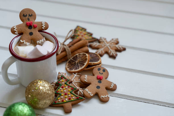 istock Gingerbread man bathing in cup of hot chocolate 2175579135