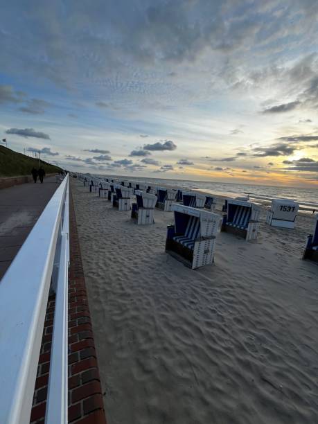 istock Rows of beach chairs on the beach of Westerland 2175579433