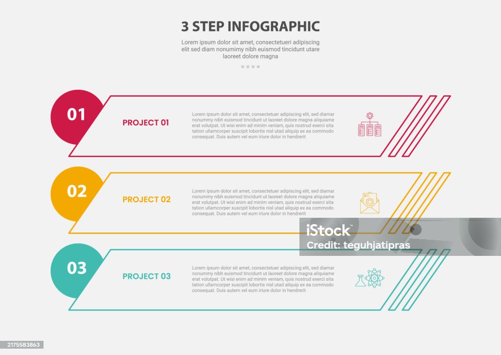 Three Topic Template 3 Points Template Infographic Outline Style With 3 Point Stage Or Step ...
