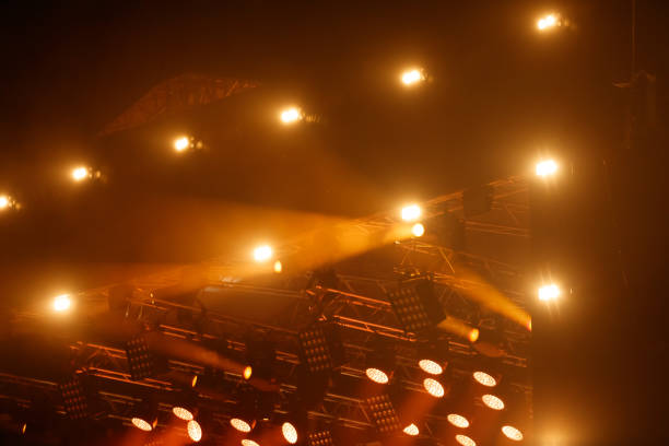 istock Red-orange color on stage at a concert 2175585736