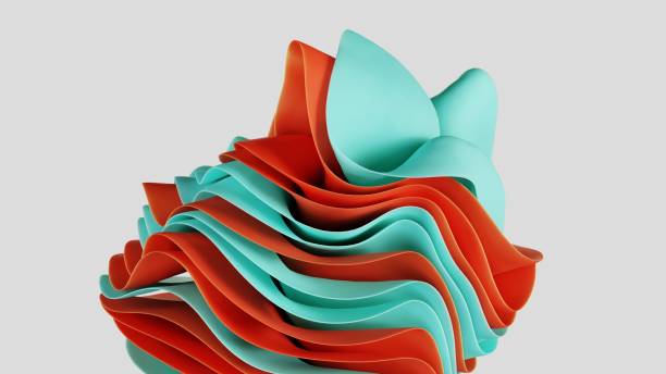 istock Striking 3D abstract composition showcasing layers of fabric in rich red and blue-green colors, swirling gracefully like liquid 2175586539