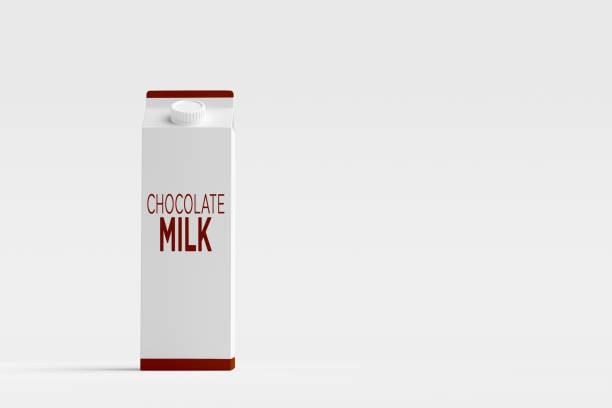 Chocolate milk carton displayed elegantly on a white background, perfect for promoting beverages or dairy products. 3d render.