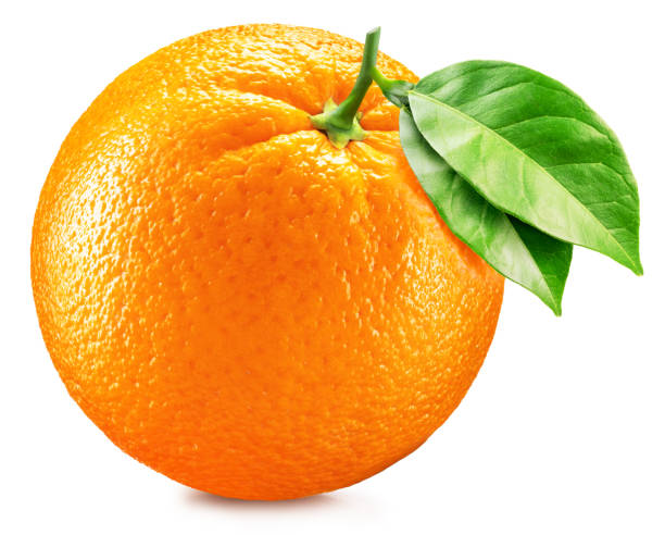 istock Orange fruit with leaves isolated on a white background. Clipping path. 2175590157