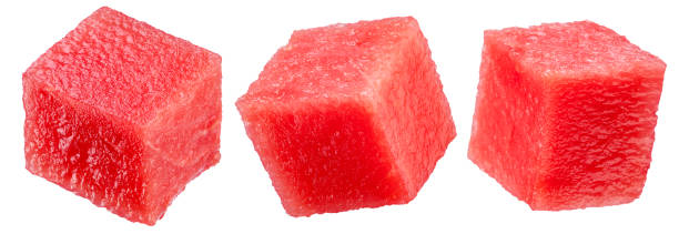 istock Set of watermelon cubes isolated on white background. File contains clipping paths. 2175590242