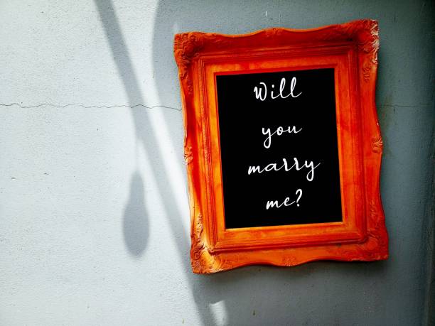 istock A wood frame on copy space wall with handwritting WILL YOU MARRY ME?  a simple standard marriage proposal when someone pop a question to the one they love 2175593561