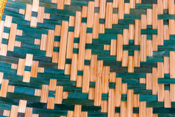 Colorful patterns of woven bamboo.