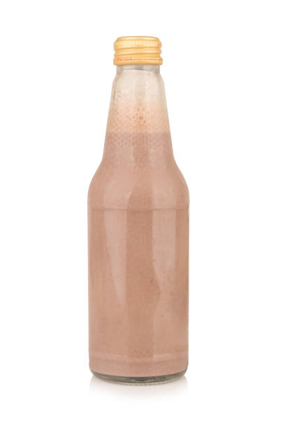 istock Soy milk bottle chocolate isolated on white background bottom 2175598718