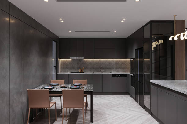 istock Contemporary Minimalist Kitchen and Dining Area Design 2175599305