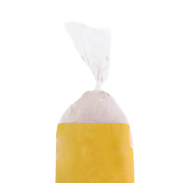 istock Frozen food bag with yellow label standing up on white background 2175606886