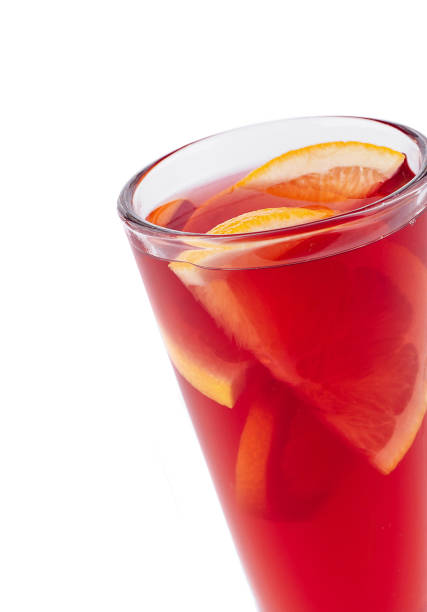 istock Refreshing red cocktail with orange slices on white background 2175606895