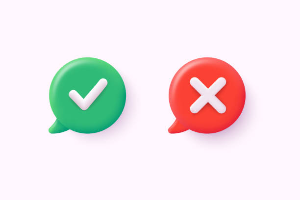 istock Right and wrong 3D buttons. Tick cross, red and green glossy round checklist icons. 3D Web Vector Illustrations. 2175607344