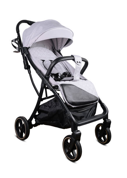 istock Modern baby stroller isolated on white background 2175607515