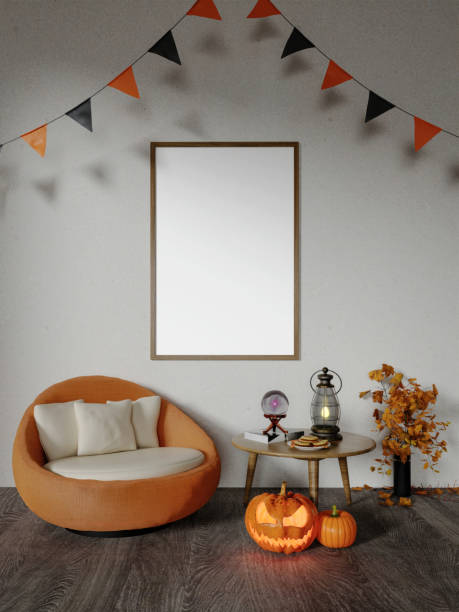 istock Cozy Halloween Corner with Jack-O-Lantern and Festive Decor 3D Render 2175607690