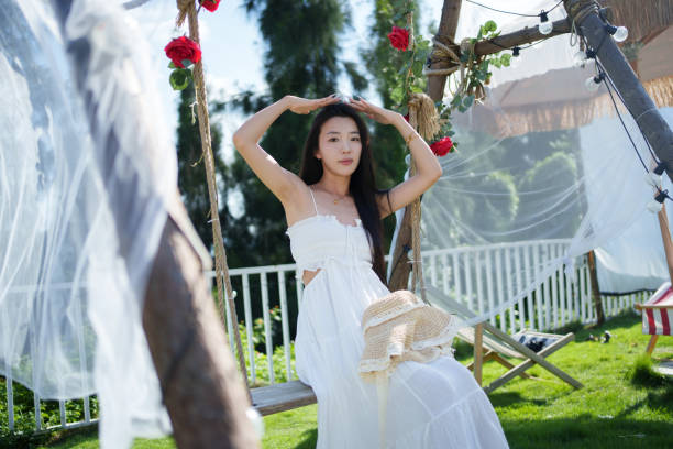 A beautiful Asian female tourist