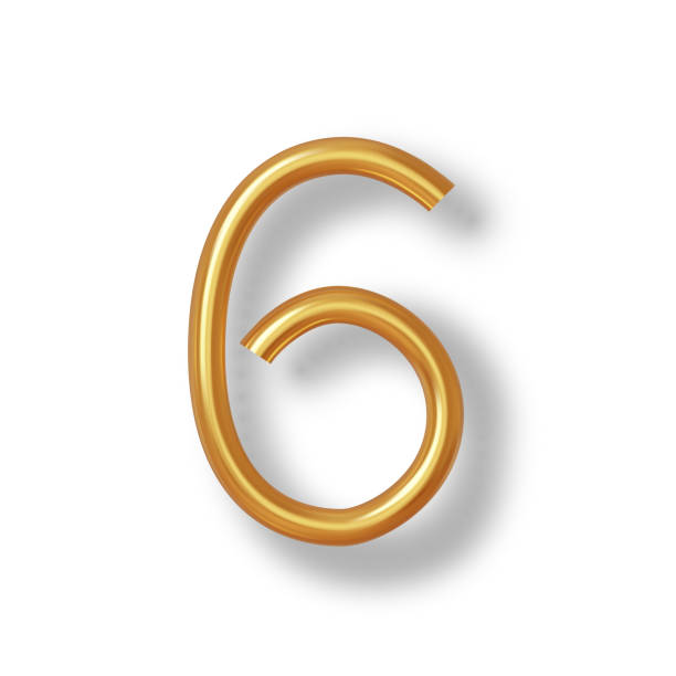 istock Numeral 6 - Golden Plastic Balloon Number six Isolated on White Background. 3D Style Vector Illustration 2175615876