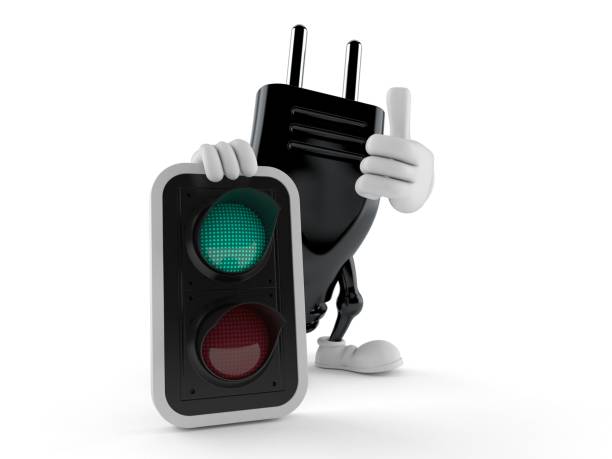 istock Electric plug character with green light 2175624914