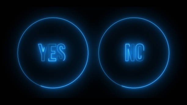 istock Yes and no neon light text on black background 2175628257