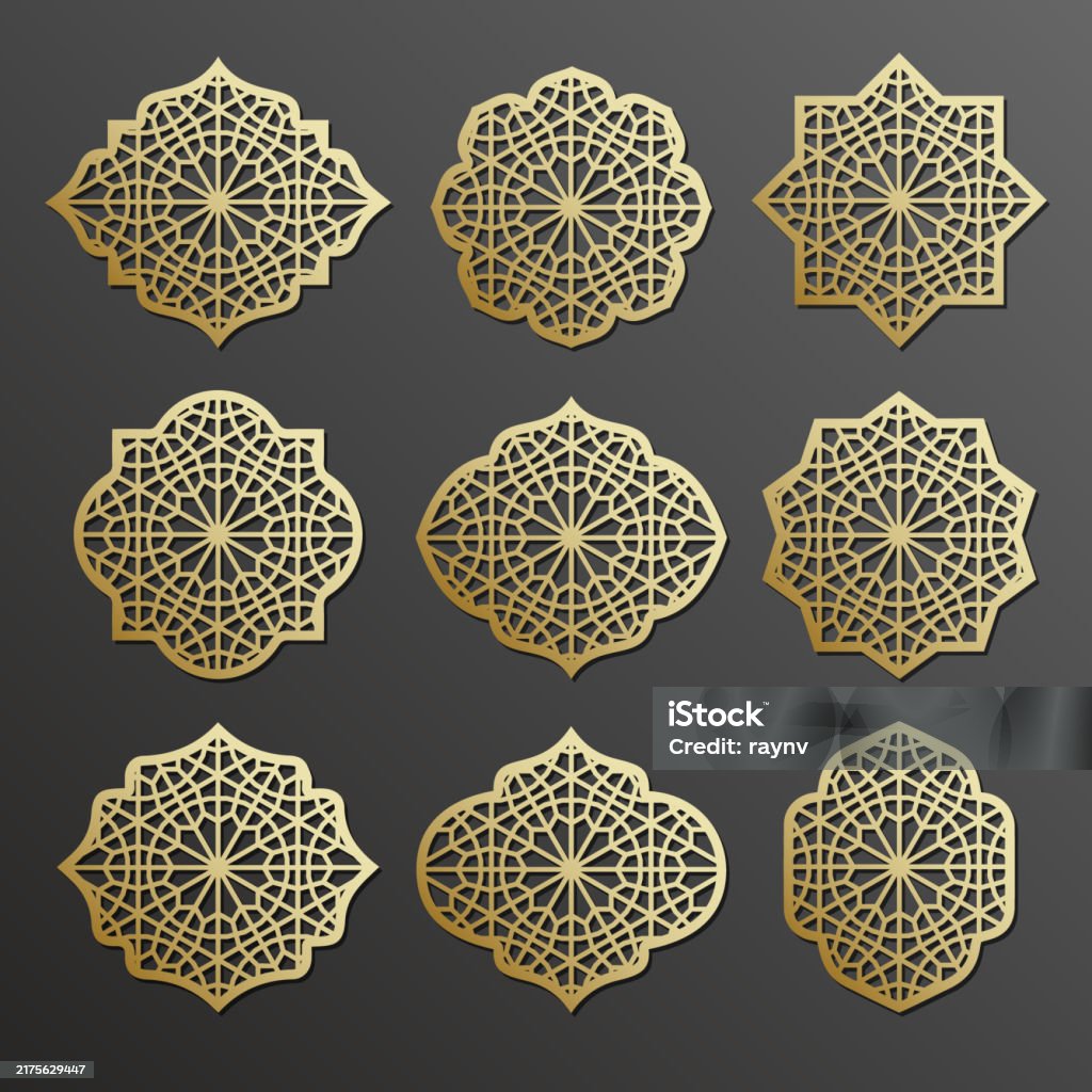 Vector Abstract Arabian Abstract Arabian Design Elements Set Traditional Geometric Pattern ...