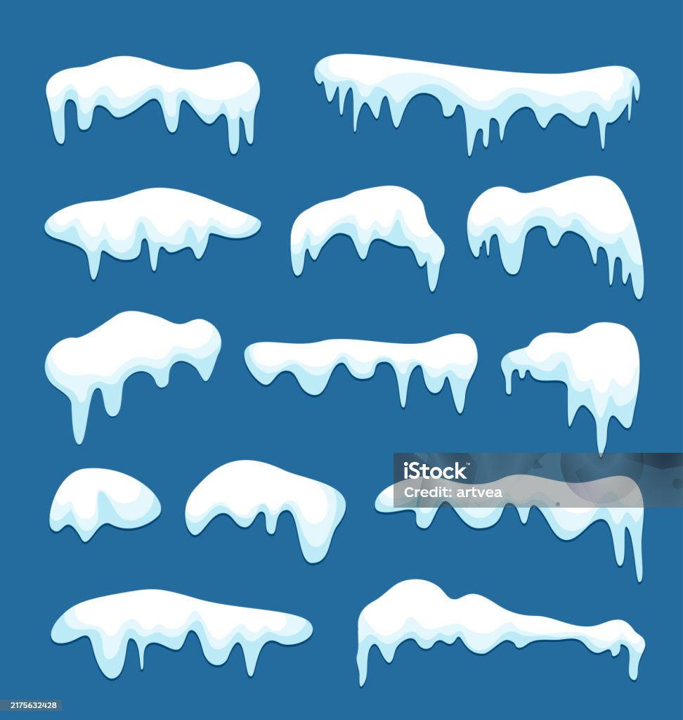Snow Cap Background White Snow Caps Set On Blue Background Stock Illustration - Download ...
